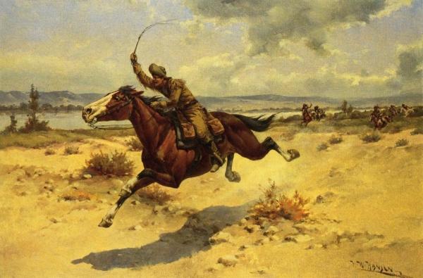 Pony Express Rider by Herman W. Hansen Oil Painting Reproductions