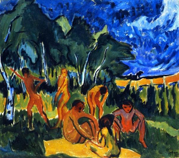 Badende In Moritzburg by Hermann Max Pechstein