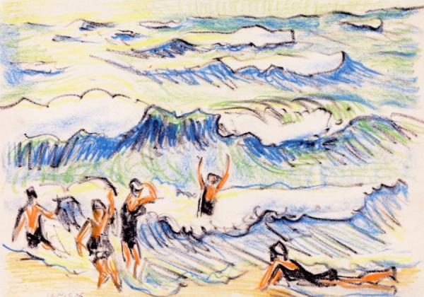 Bathing by Hermann Max Pechstein
