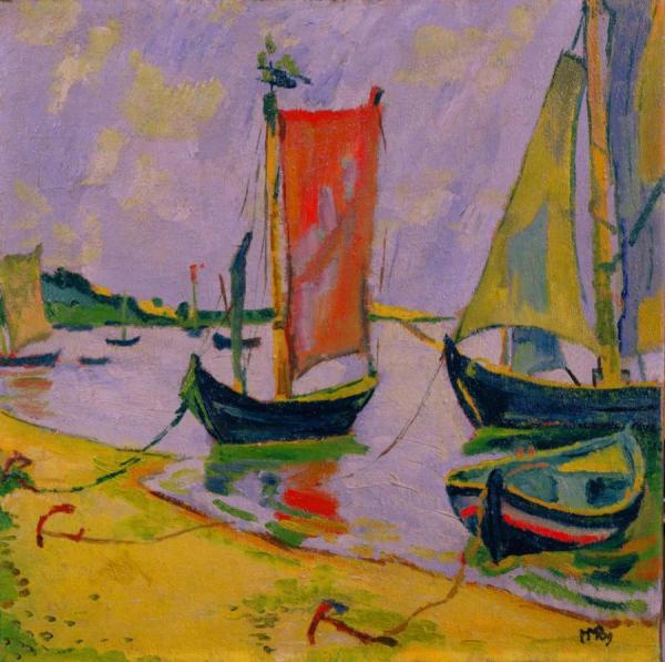 Coastal Scene With Fisherboats by Hermann Max Pechstein