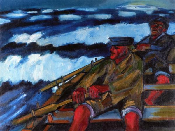 Fisherman In A Boat by Hermann Max Pechstein