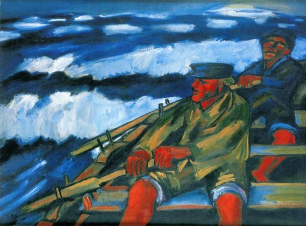 Fishermen In A Boat by Hermann Max Pechstein