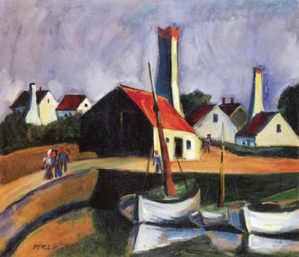 Fishing Port In Bornholm by Hermann Max Pechstein Oil Painting Reproductions