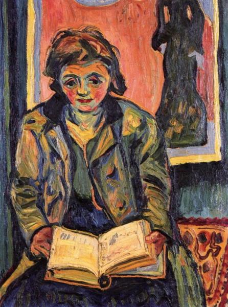 Girl With Book by Hermann Max Pechstein