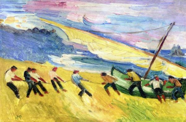 Hauling The Boats by Hermann Max Pechstein Oil Painting Reproductions