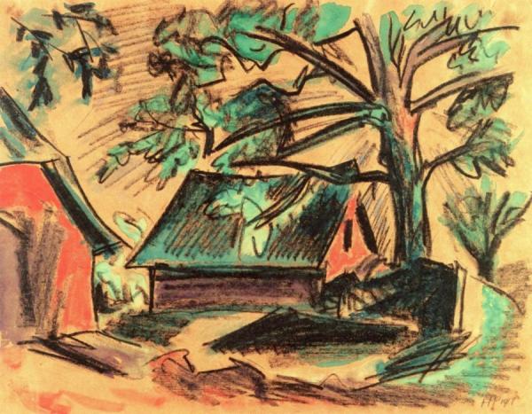 Landscape With Houses by Hermann Max Pechstein