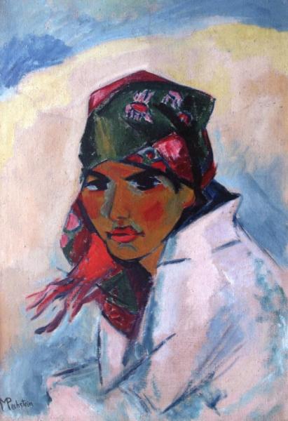 Lotte With Head Scarf by Hermann Max Pechstein