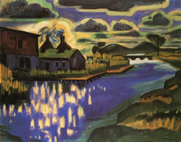Hermann Max Pechstein Marsh Landscape With Houses