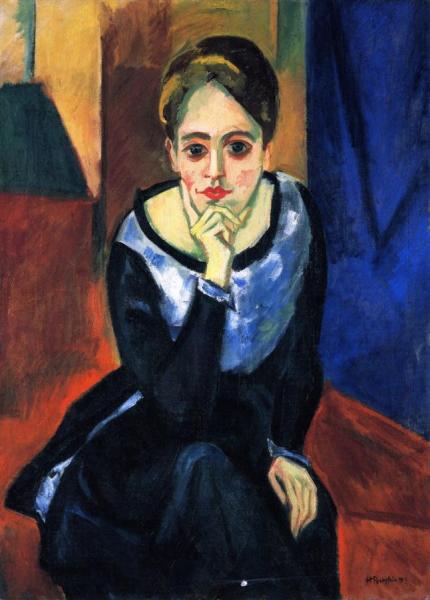 Sitting Woman by Hermann Max Pechstein Oil Painting Reproductions