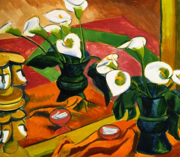 Hermann Max Pechstein Still Life With Calla Lilies In The Mirror