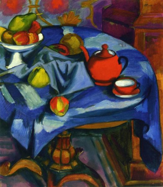 The Red Tea Service by Hermann Max Pechstein Oil Painting Reproductions