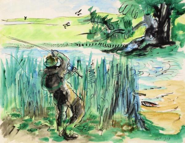 Trout Fisherman by Hermann Max Pechstein