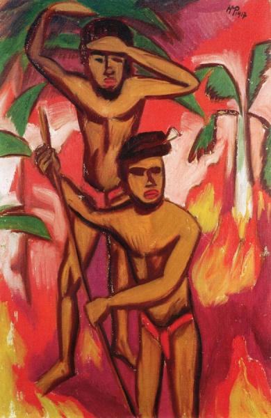 Two Aborigines by Hermann Max Pechstein