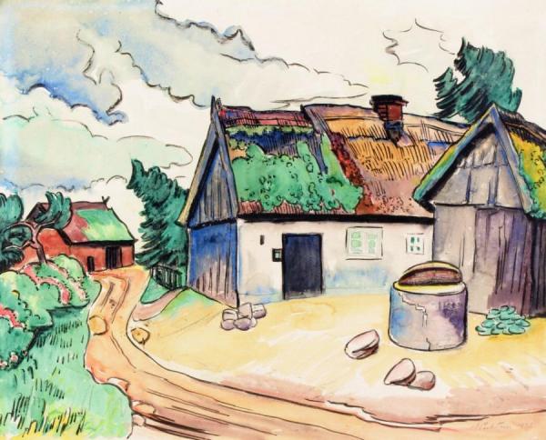 Village Road In Rowe by Hermann Max Pechstein