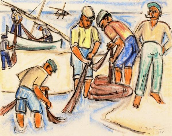 Washing The Fishing Nets by Hermann Max Pechstein