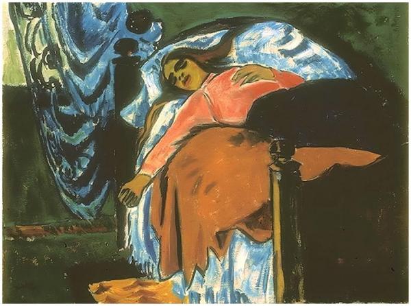 Hermann Max Pechstein Woman Lying In Bed