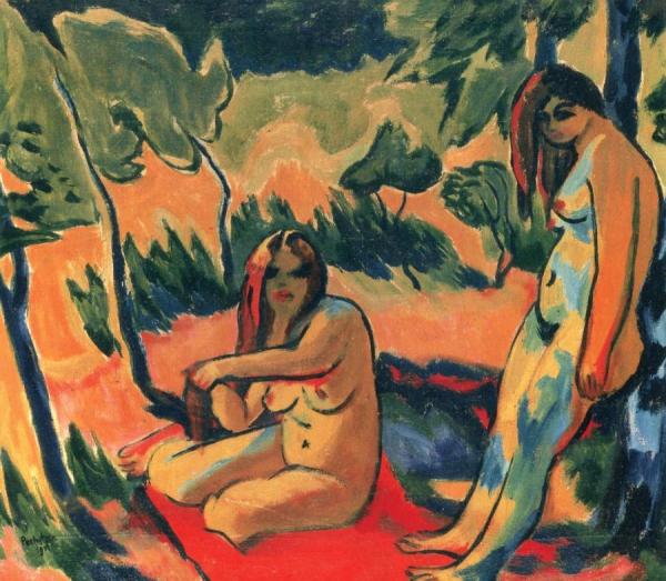 Women On The Edge Of The Forest by Hermann Max Pechstein