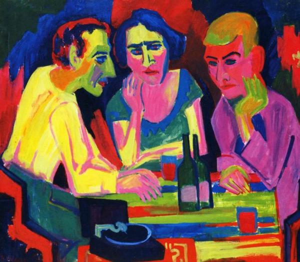 Three Figures At The Table by Hermann Scherer