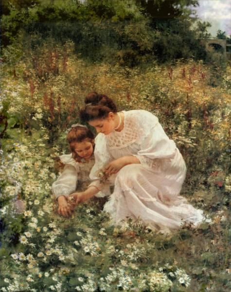Picking Wild Flowers, Picking Daisies, 1905 by Hermann Seeger