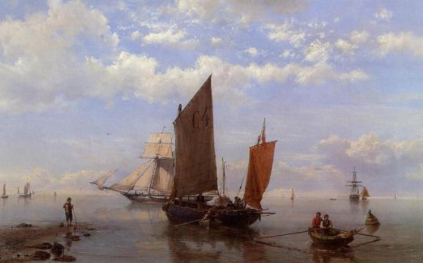Shipping In A Calm by Hermanus Koekkoek The Elder Oil Painting Reproductions
