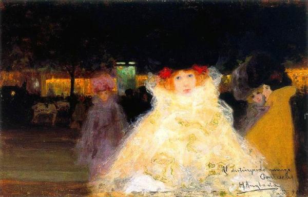 Girl In Paris At Night by Hermen Anglada Camarasa Oil Painting Reproductions