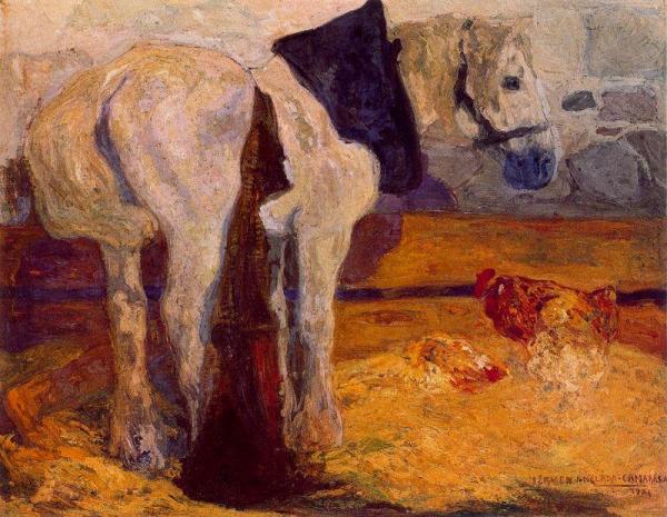 Horse And Rooster by Hermen Anglada Camarasa