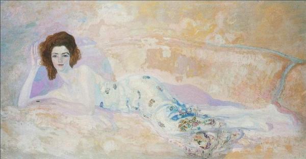 Reclining Figure On A Sofa by Hermen Anglada Camarasa