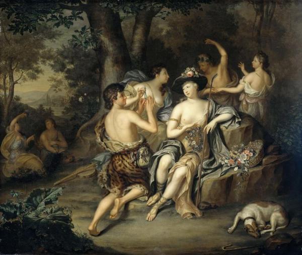 Shepherds And Shepherdesses In A Landscape by Hieronymus Van Der Mij Oil Painting Reproductions