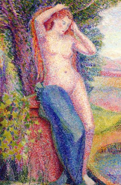 Bather Fixing Her Hair by Hippolyte Petitjean