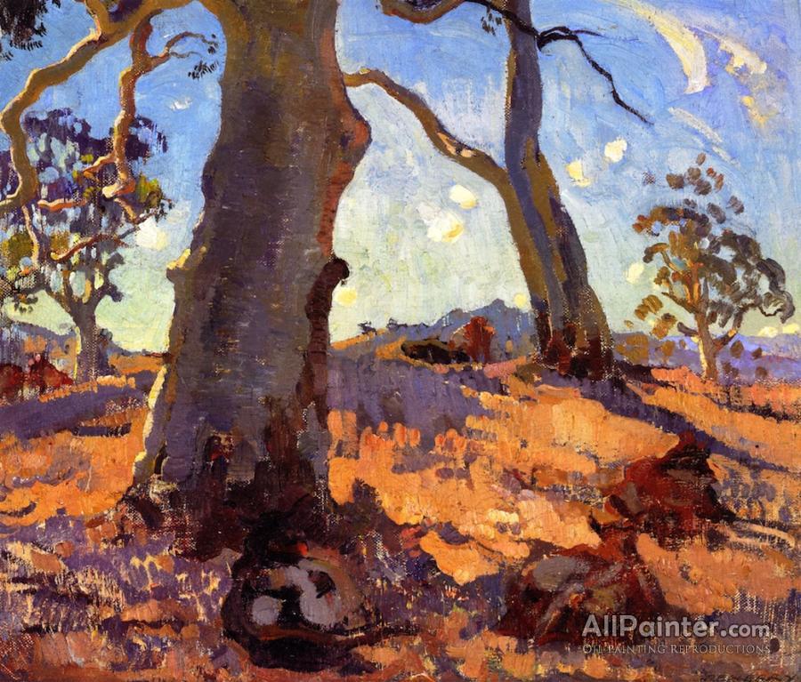 Horace Trenerry Gum Tree In Landscape, Woodside Oil