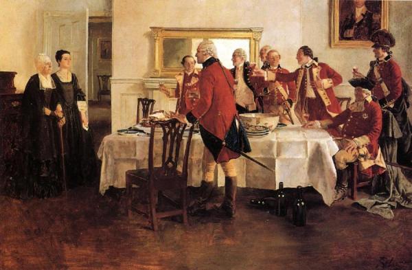 Red Coat Soldiers Toasting The Ladies Of The House by Howard Pyle Oil Painting Reproductions