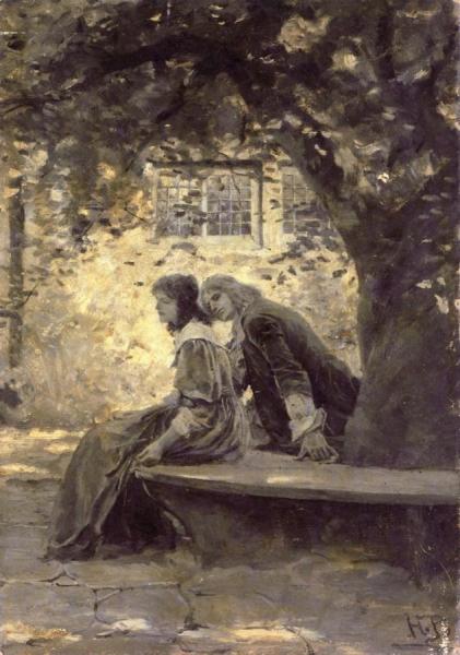 Two Lovers In A Garden by Howard Pyle