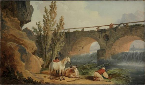 Bridge Over A Cascade by Hubert Robert Oil Painting Reproductions