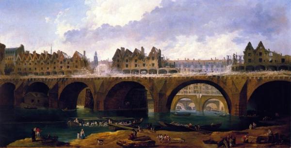 Demilishing The Buildings On The Pont Notre-dame In Paris, 1786 by Hubert Robert Oil Painting Reproductions