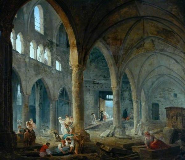 The Dismantling Of The Church Of The Holy Innocents, Paris, 1785 by Hubert Robert Oil Painting Reproductions