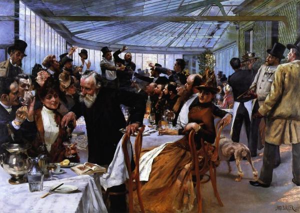 Scandinavian Artists' Luncheon At Café Ledoyen, On Varnishing Day 1886 by Hugo Birger