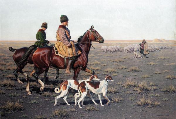 Hugo Ungewitter Hunters And A Shepherd On The Tundra