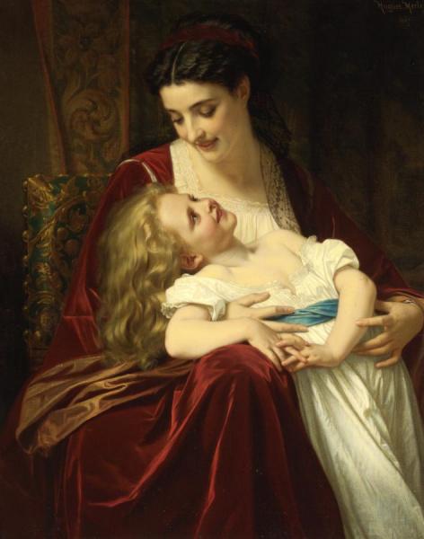 Maternal Affection by Hugues Merle Oil Painting Reproductions