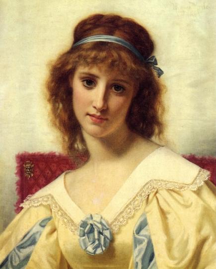 Portrait Of A Young Beauty by Hugues Merle Oil Painting Reproductions