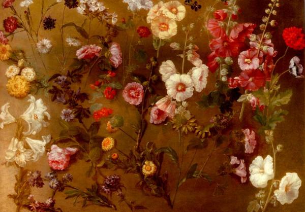 A Composition Of Flower Studies by Hyacinthe Rigaud