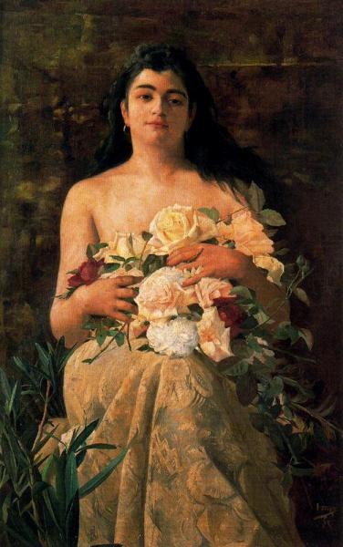 Mujer Con Flores by Ignacio Diaz Olano