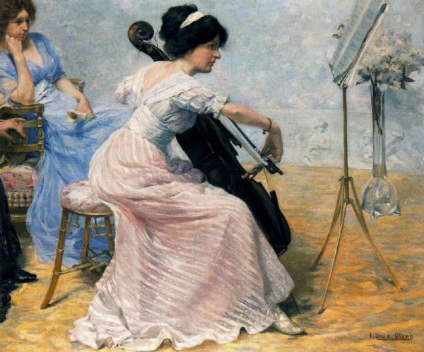 Mujer Tocando El Violonchelo by Ignacio Diaz Olano