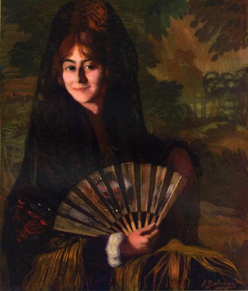 Woman With Fan by Ignacio Zuloaga