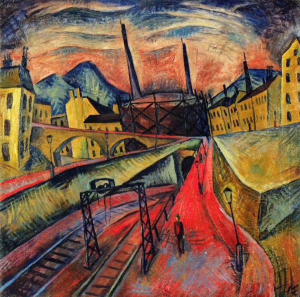 Urban Landscape With Tracks And Stacks by Ignaz Epper Oil Painting Reproductions