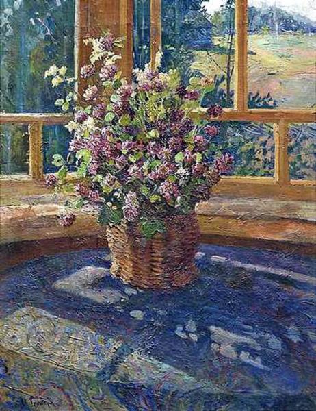 Bouquet Of Clover On The Window by Igor Grabar