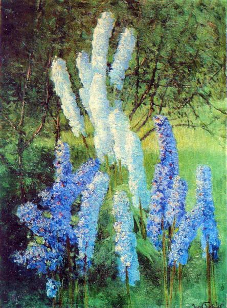 Delphiniums In The Garden by Igor Grabar