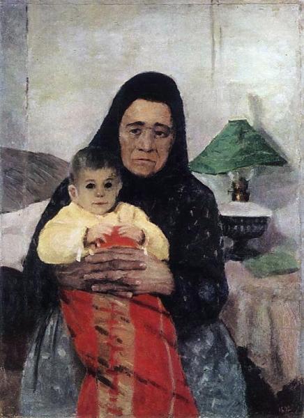 Nanny With Child by Igor Grabar Oil Painting Reproductions