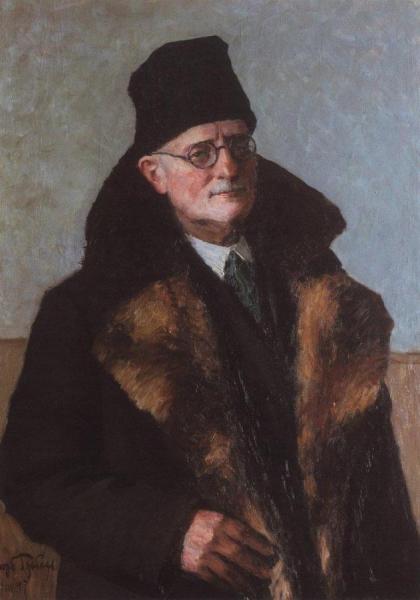 Self-portrait In Fur Coat by Igor Grabar