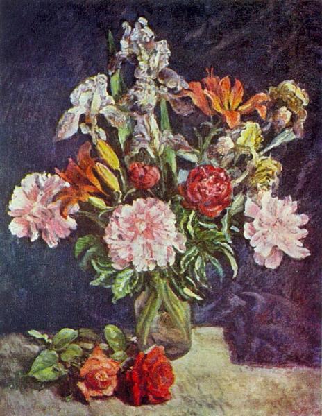 Bouquet Of Flowers. Peonies, Irises, Lilies by Ilya Mashkov