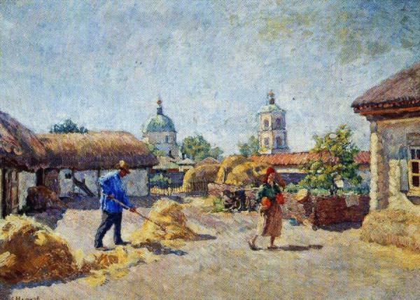 Courtyard In The Village Of Mikhailovskaya by Ilya Mashkov